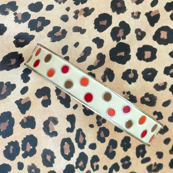 VINTAGE Bracelet Metal Bangle Polka Dot Gold Round (8) - Picture 3 of 6